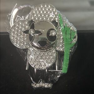 Silver and Green Panda Keychain